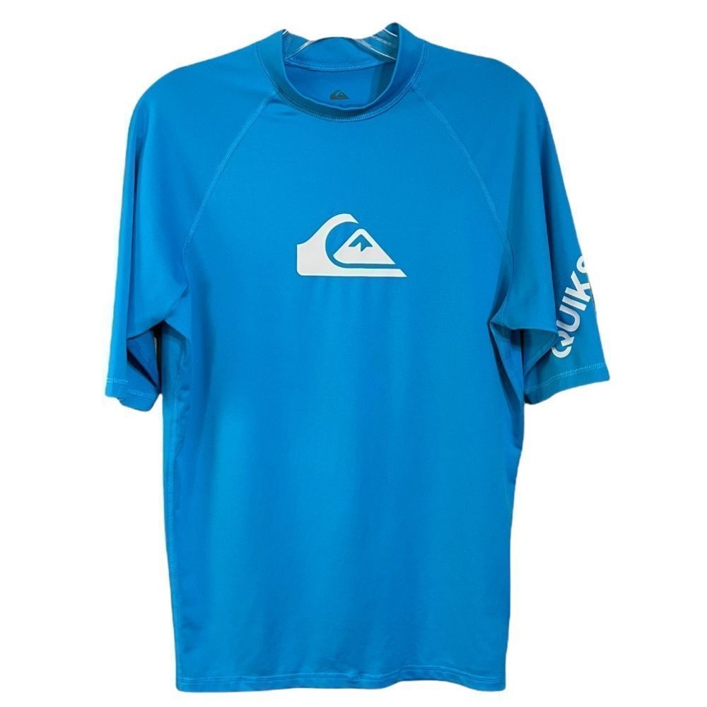 Quicksilver Blue Surfer Style Shirt White Logo Graphics T Shirt  Sz XL